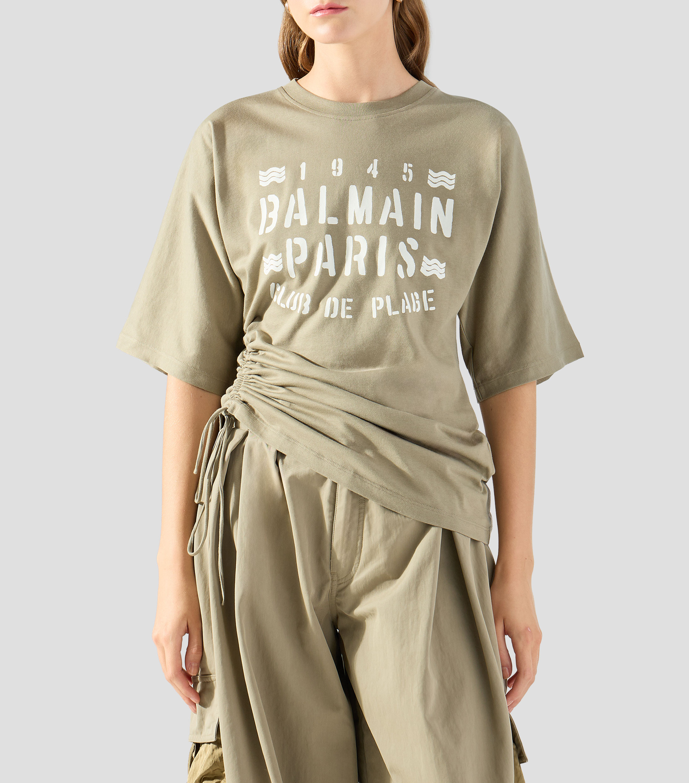 Playera de cuello redondo con manga corta estampada Mujer